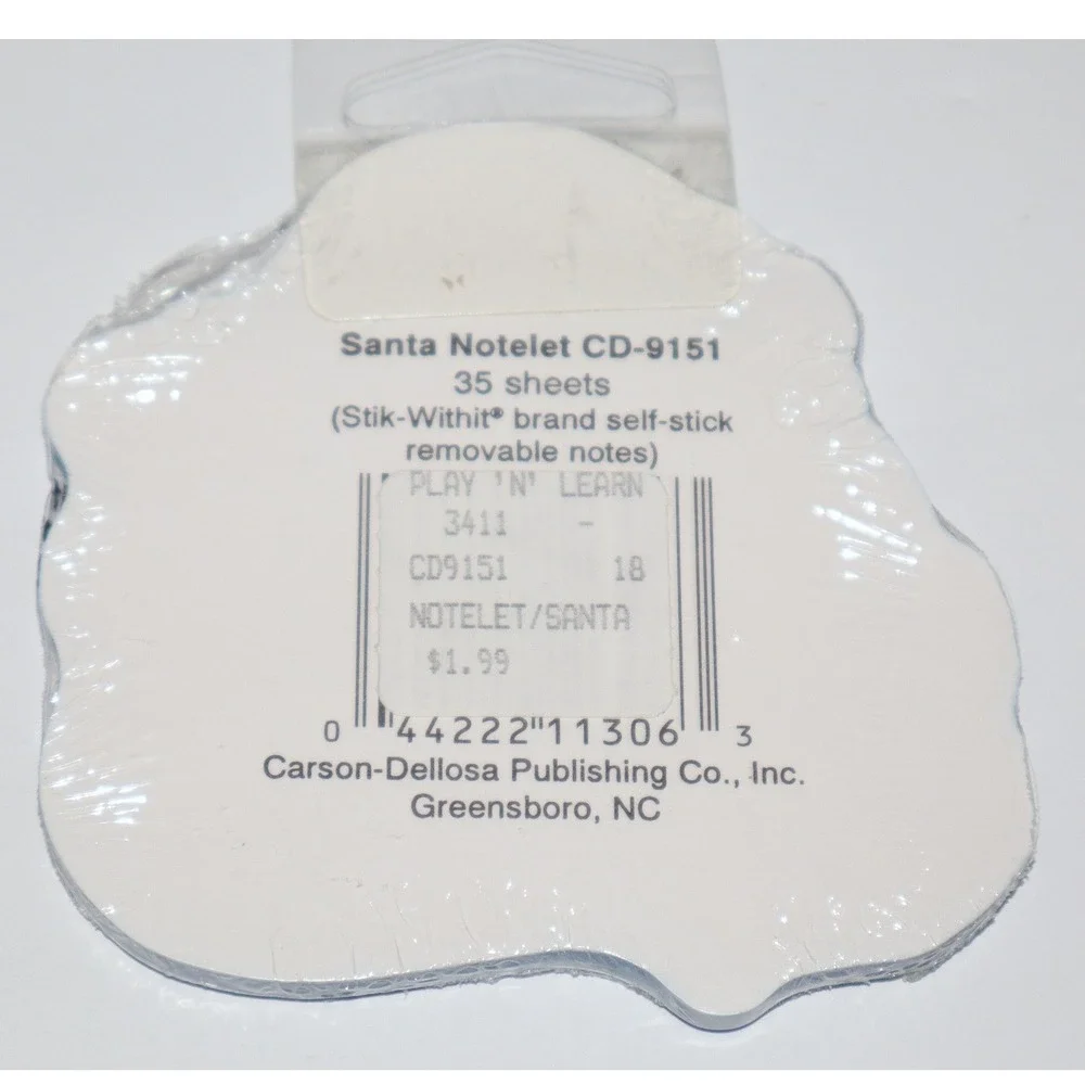 Carson-Dellosa Santa Notelet CD-9151 Christmas Sticky Notes 35 Sheets New HTF